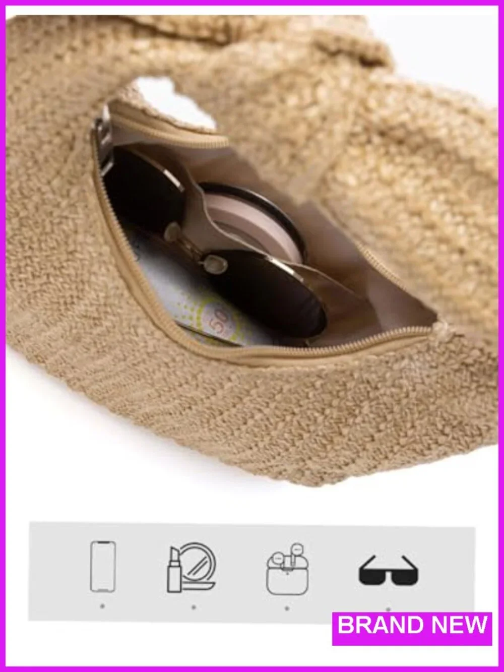 Woven Straw Clutch Purse Shoulder Crossbody Bag Summer Beach Vacation Handbag